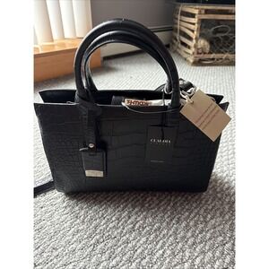 Claudia Firenze Black Elegant Leather Made In Italy Tote Handbag New MSRP $230